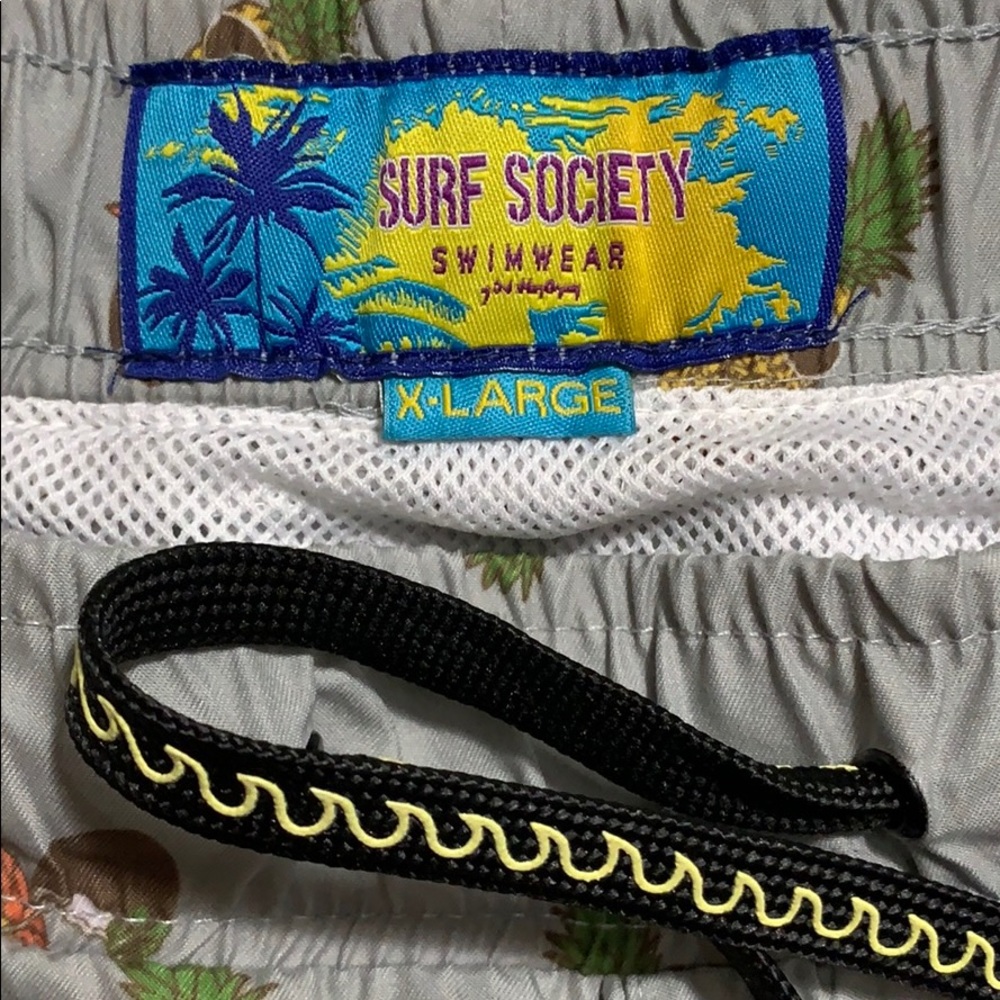 Super fun Surf Society swim trunks